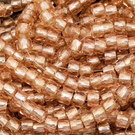 奥特莱斯 10克压制珠，9 x 9毫米，透明粉色镀银内衬（70110-81800），玻璃，捷克共和国