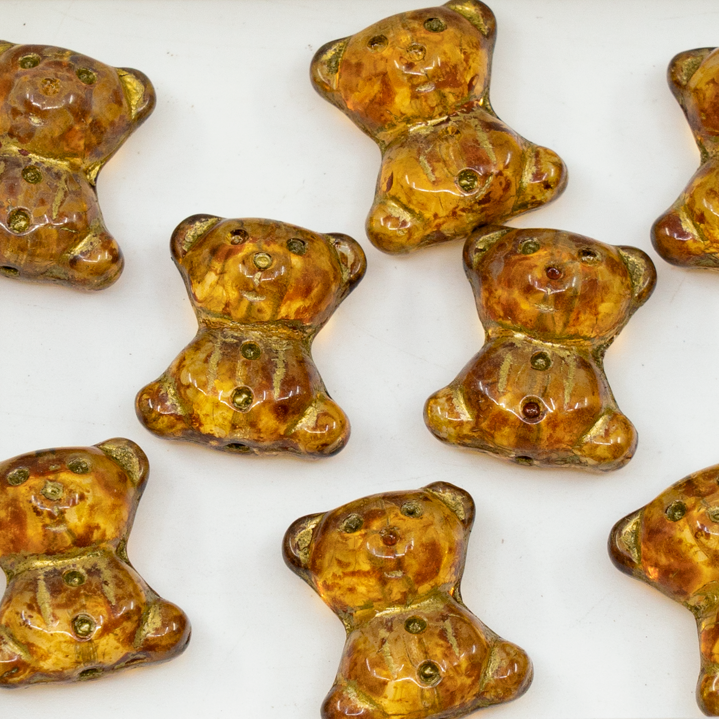 OUTLET 10g Cute Bear Beads, 20 x 9 mm, Crystal Travertin Gold Lined (00030-86800-54302), Glass, Czech Republic