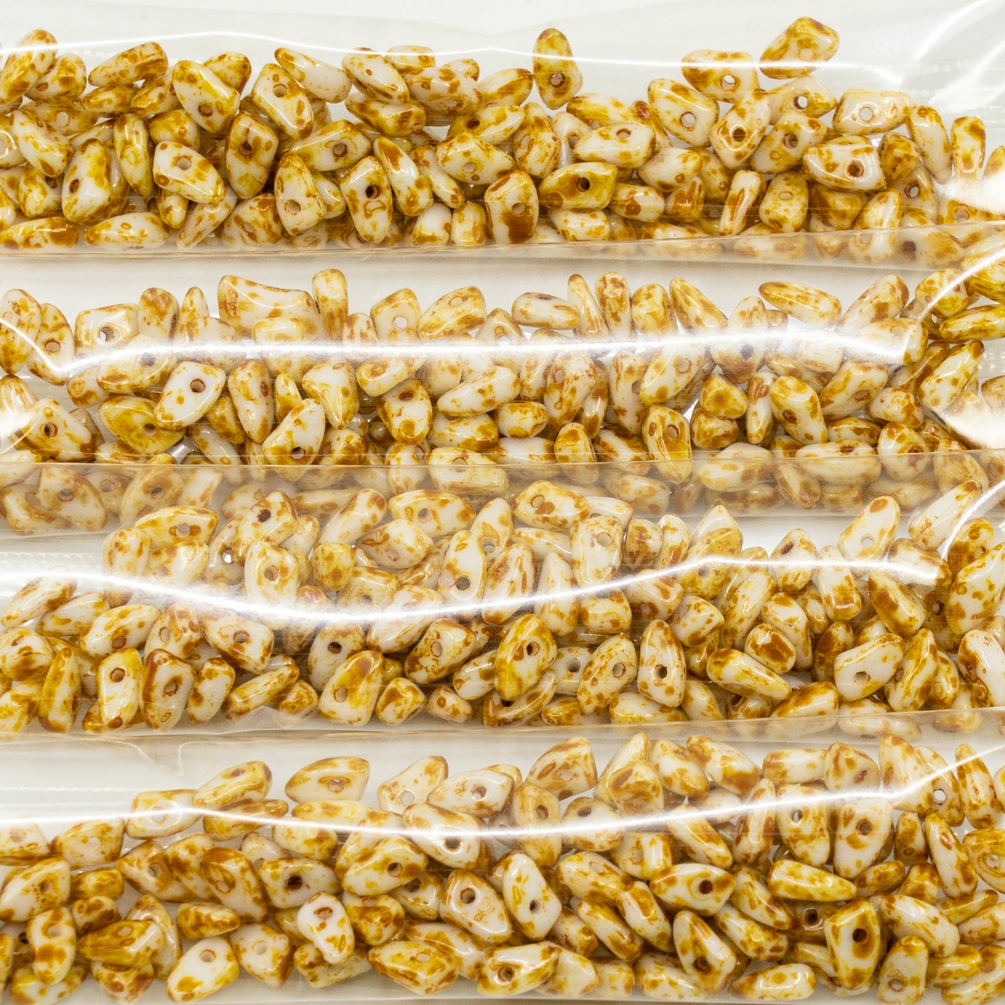 OUTLET 10 克 牙压珠，3 x 6 毫米，粉笔白石灰华 (03000-86800)，玻璃，捷克共和国