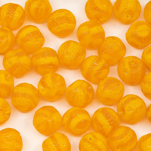 OUTLET 50 grams Orange Beads, 9 x 9 mm, Orange (81240), Glass, Czech Republic