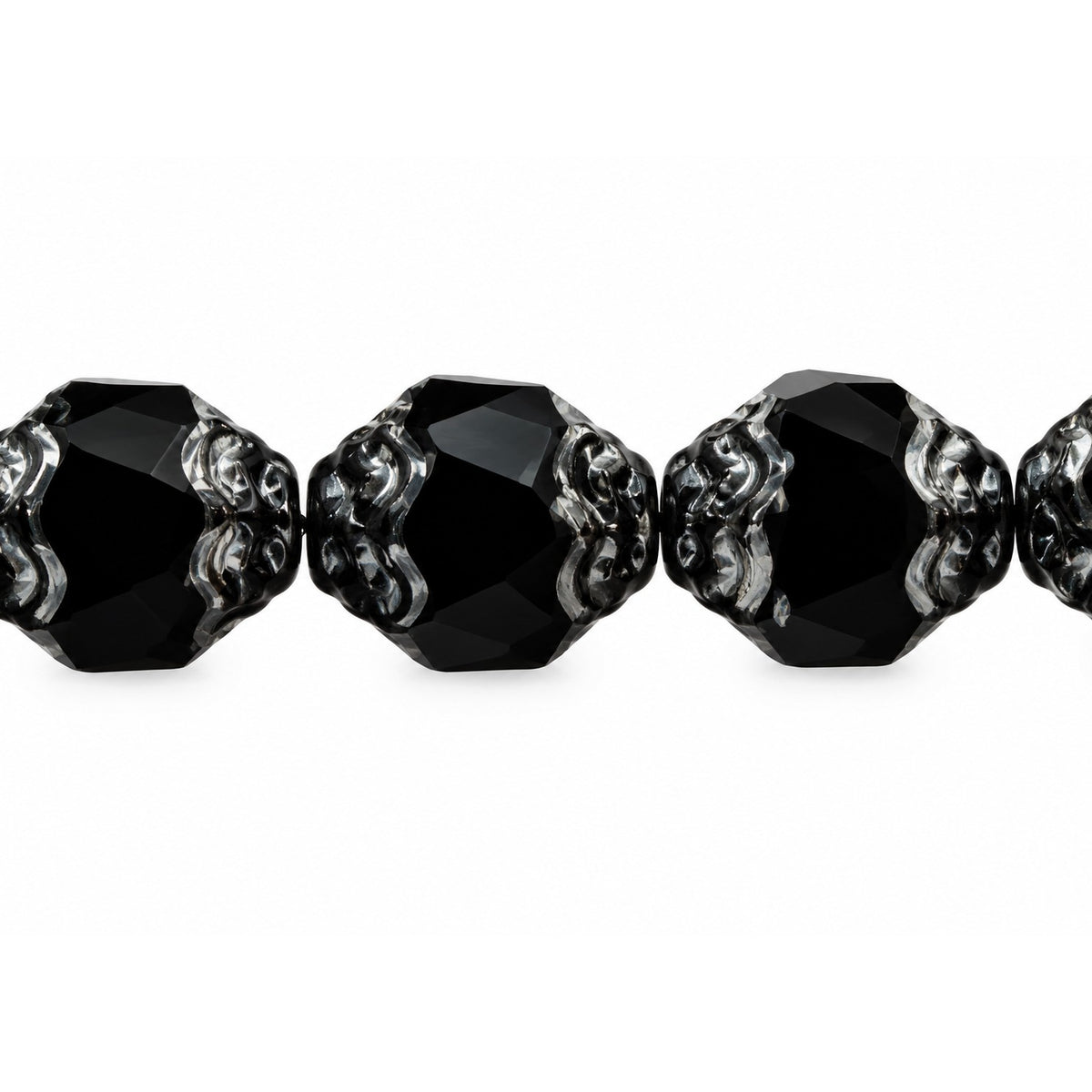 Special Cut Faceted Fire Polished Beads, Black Platin (23980-13702), Glass, Czech Republic