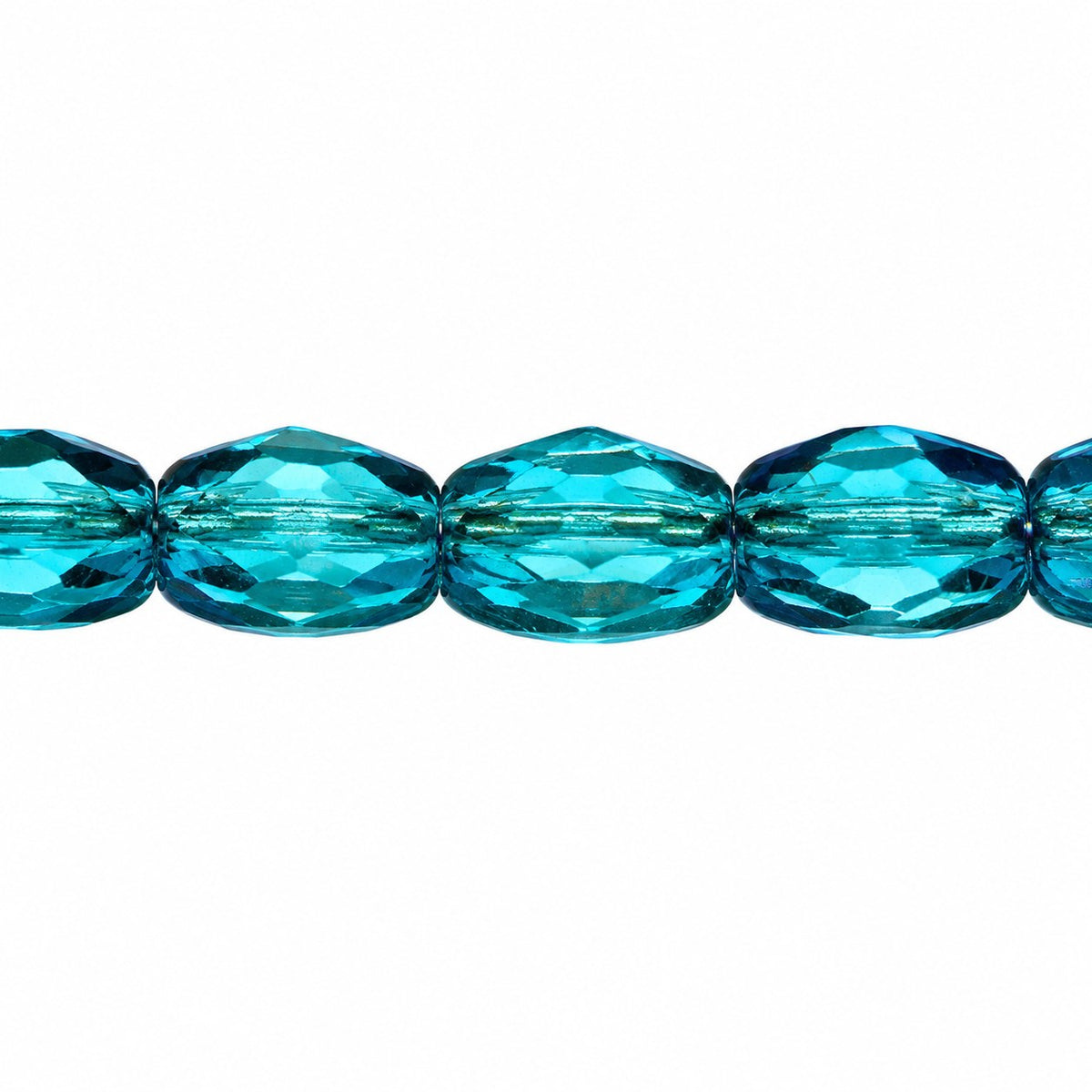 Oval Faceted Beads, Transparent Aqua (60020), Glass, Czech Republic