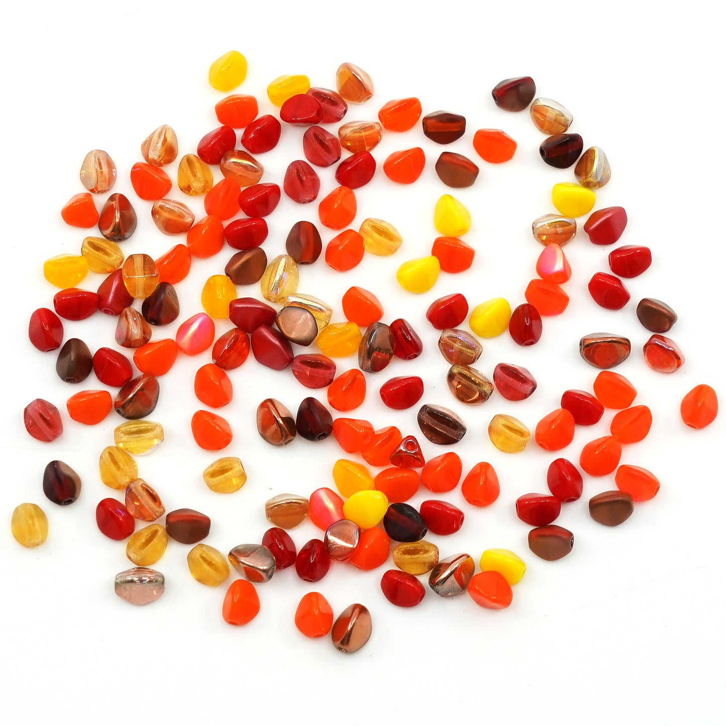 OUTLET 10 grams Pinch Pressed Beads, Red Orange Mix (), Glass, Czech Republic