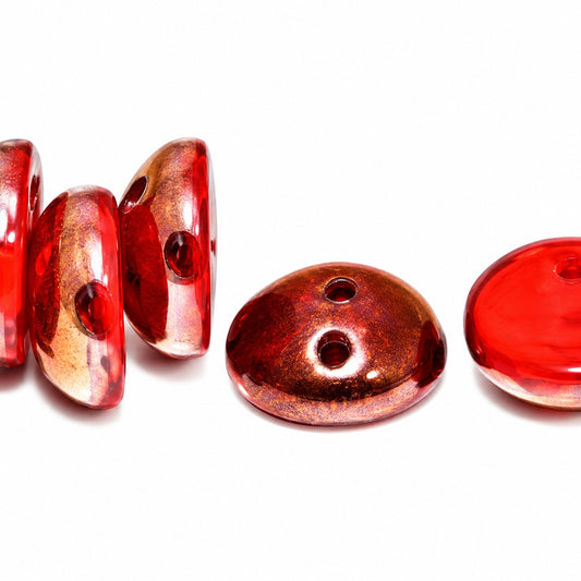 Piggy Beads, Red Crystal Pinkyellow Coating (93180-27137), Glass, Czech Republic