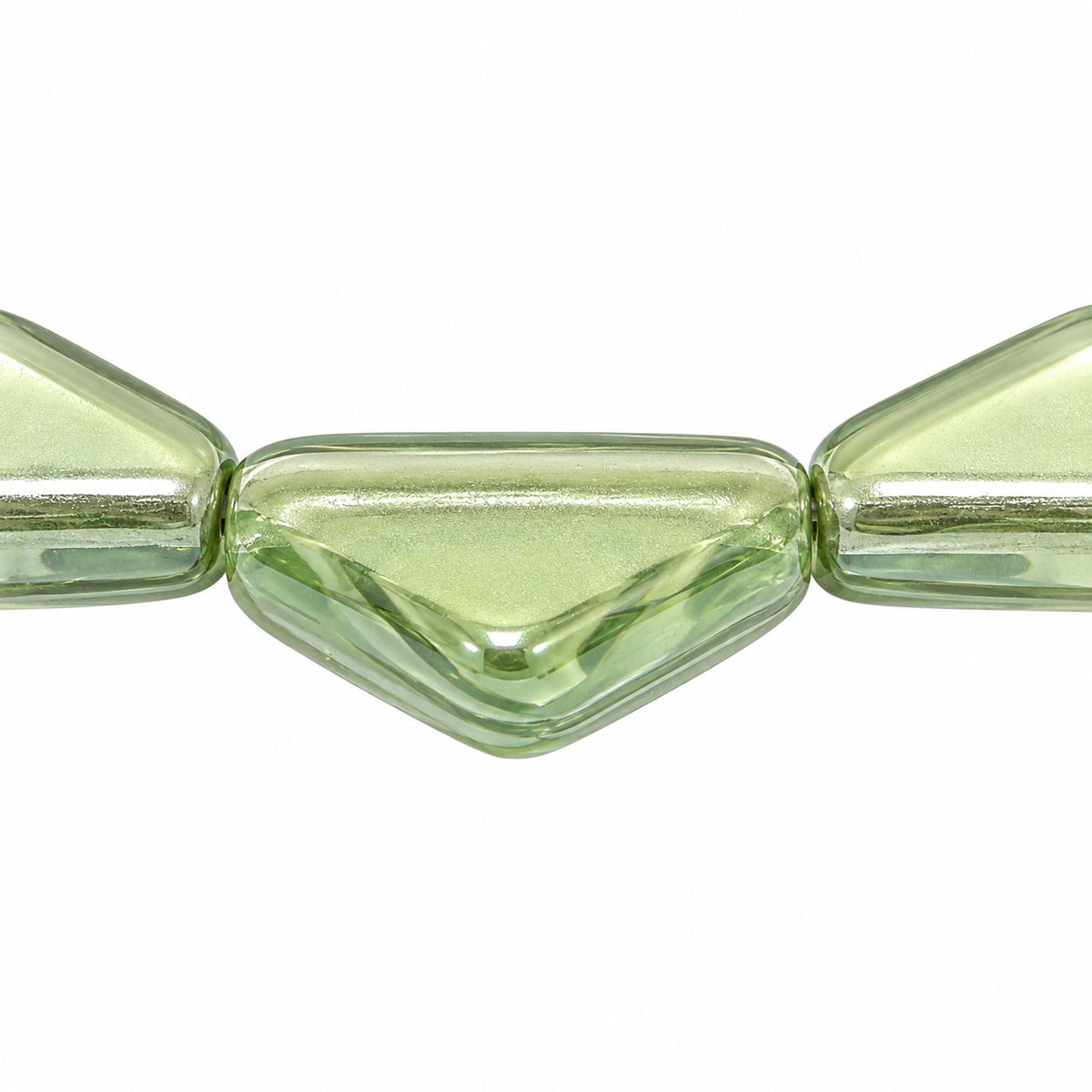 Triangle Pressed Beads, Crystal Luster Green Full Coated (00030-14457), Glass, Czech Republic