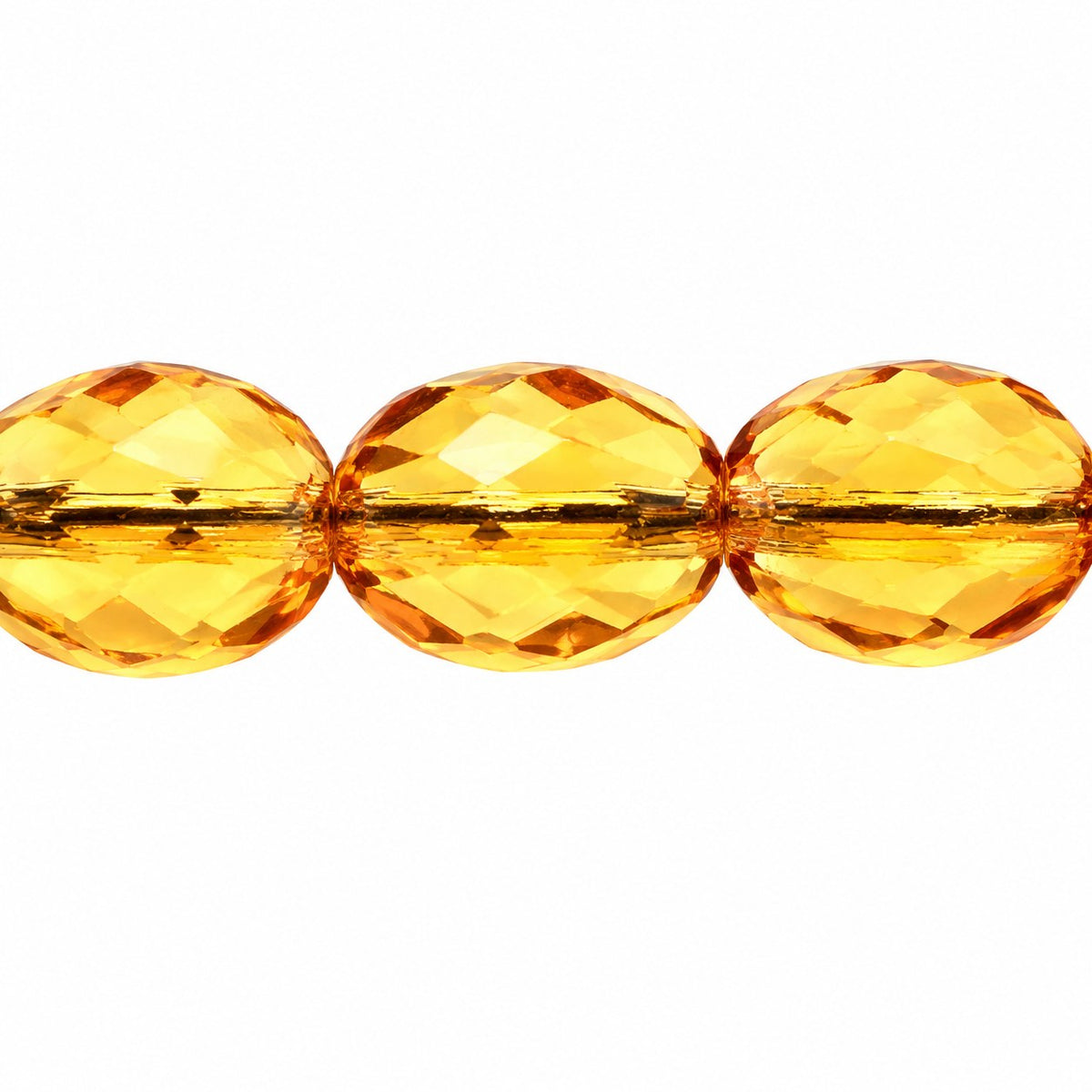Oval Faceted Beads, Transparent Orange (10060), Glass, Czech Republic