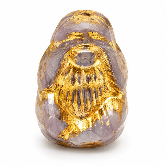 See No Evil Monkey Beads, Silk Lavender Gold Lined (24010-54302), Glass, Czech Republic