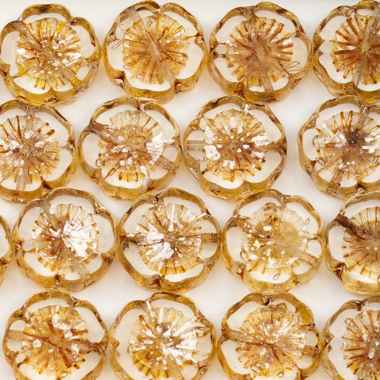 OUTLET 50 grams Table Cut Hawaii Flower Beads, 14 x 14 mm, Crystal 15691 (00030-15691), Glass, Czech Republic