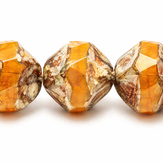 Special Cut Faceted Fire Polished Beads. Smashed, 81230 Stain Strong (81230-86805), Glass, Czech Republic
