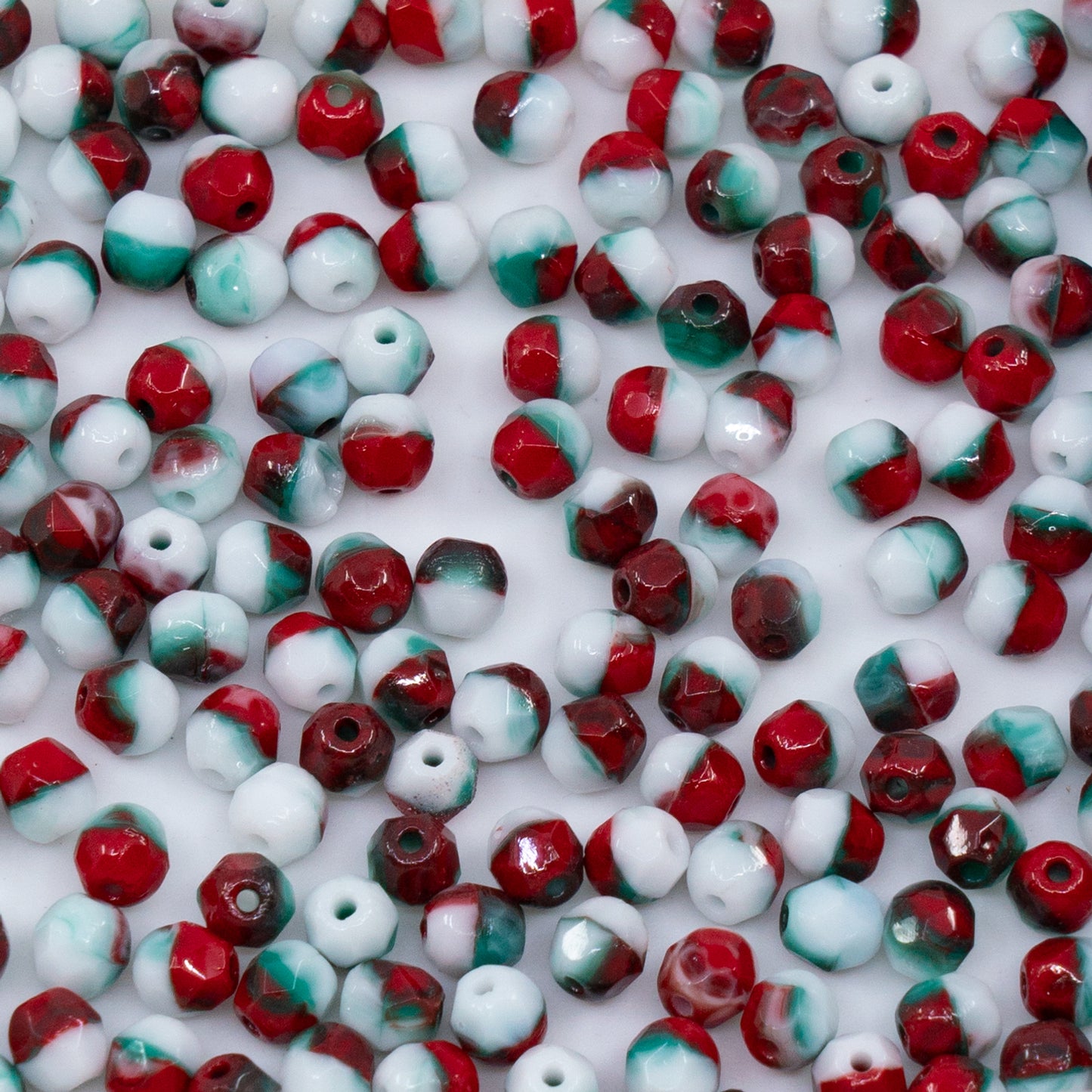 OUTLET 250g/50g Faceted Round Fire Polished Beads, 4 x 4 mm, Mixed Colors 11 (mix-11), Glass, Czech Republic