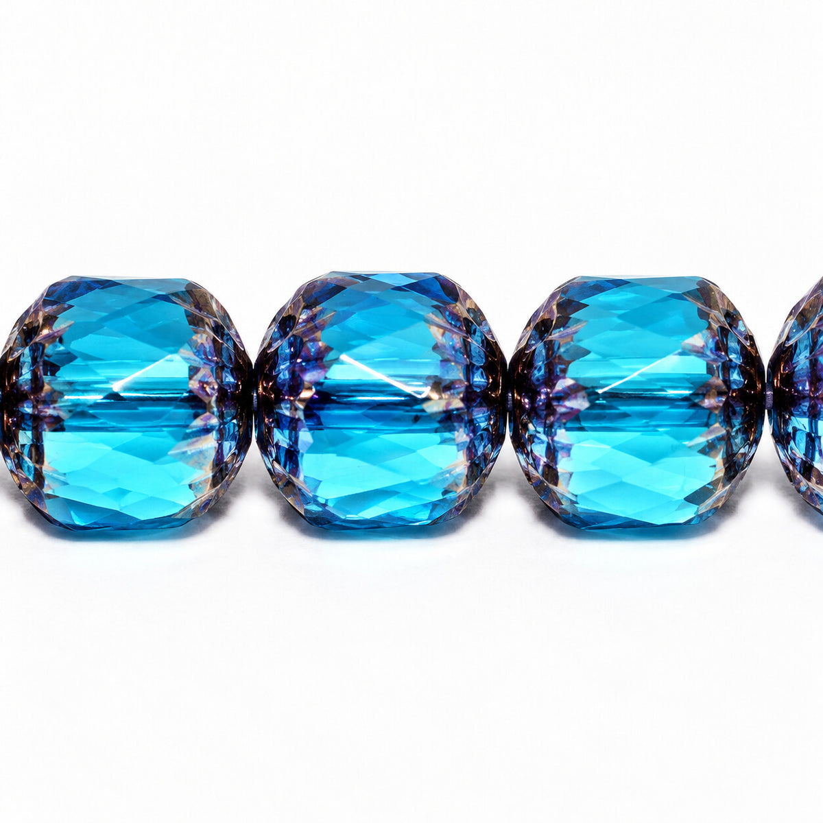 Cathedral Faceted Fire Polished Beads, Transparent Aqua Bronze (60020-14415), Glass, Czech Republic