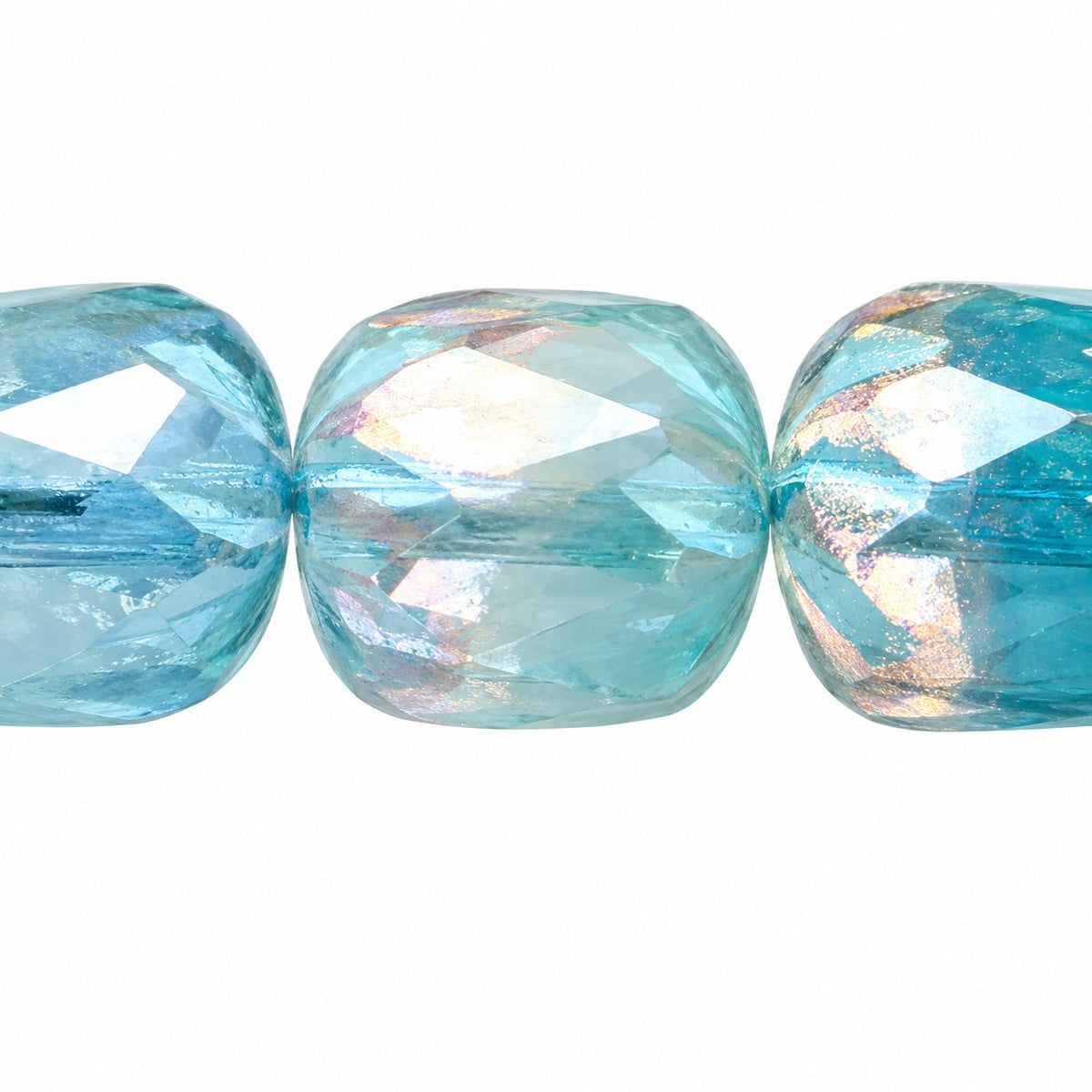 Fire Polished Faceted Cathedral Beads, X1138 Light Blue Lined (x1138-54308), Glass, Czech Republic