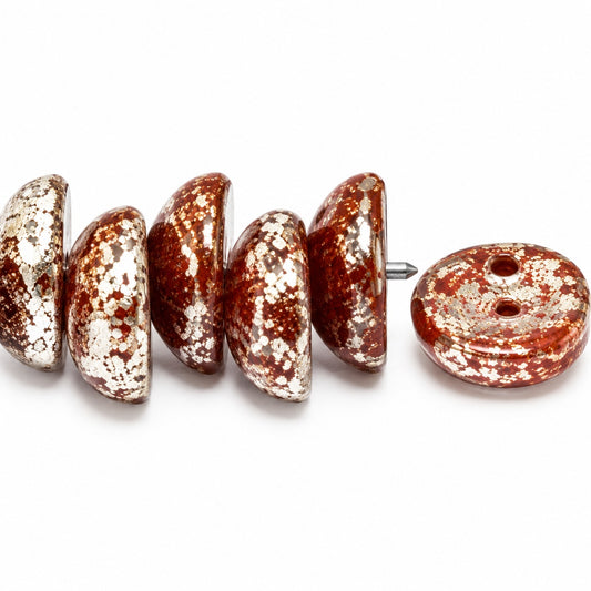 Piggy Beads, 99993 Terracotta Silver (99993-15481), Glass, Czech Republic