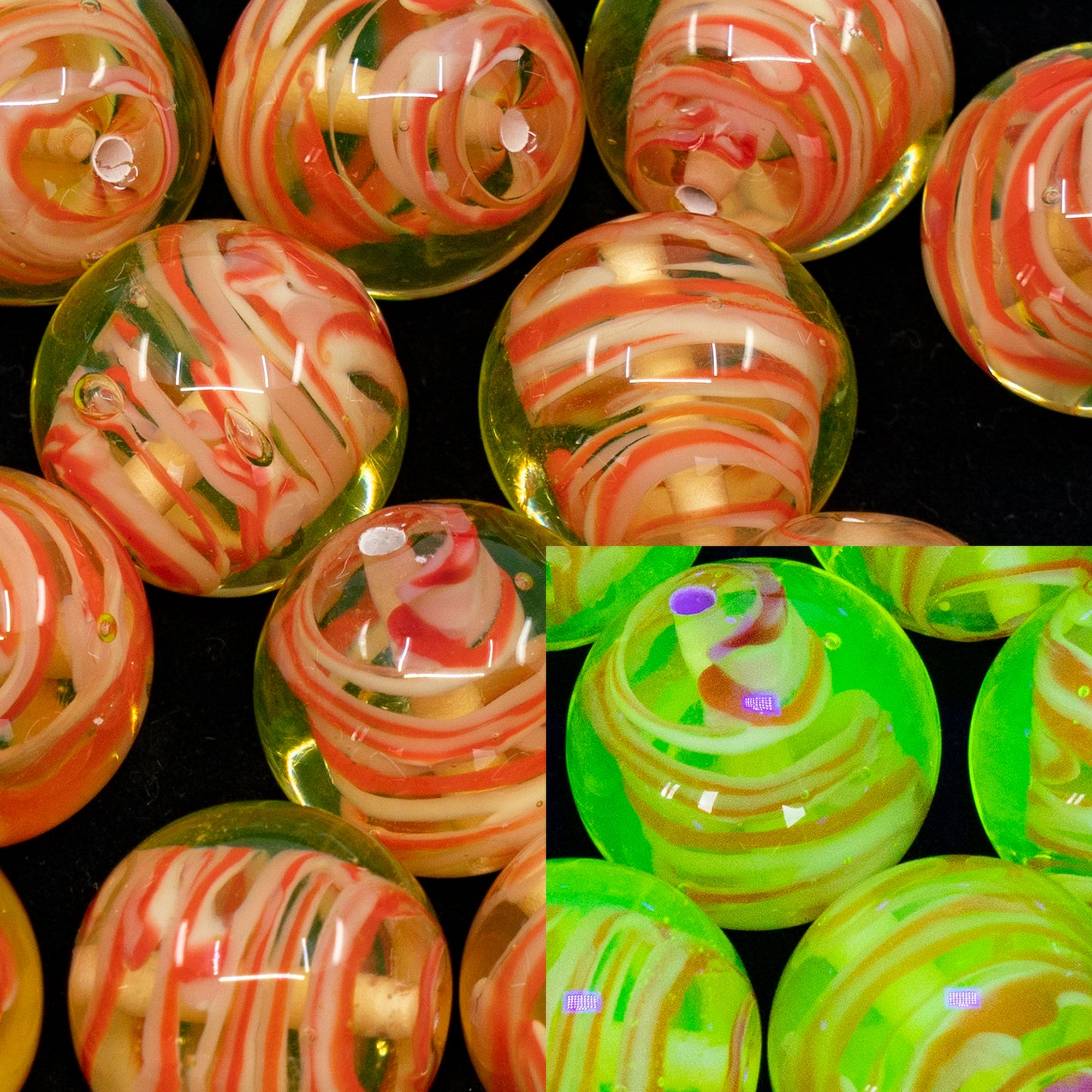 OUTLET 1 pcs Lampwork Round Beads, 16 x 16 mm, Transparent Yellow Red (80130-red), Glass, Czech Republic