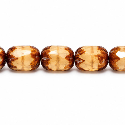 Faceted Fire Polished Beads Special Cut, Beige Picasso (13020-43400), Glass, Czech Republic