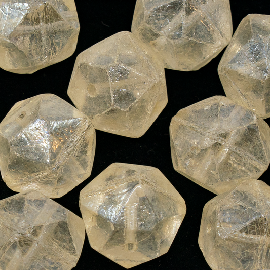 OUTLET 250g Rough English Cut Beads, 24 x 24 mm, Crystal Luster Yellow Full Coated (00030-14483), Glass, Czech Republic