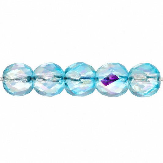Shutter Cut Faceted Fire Polish Beads, Crystal 7007 (00030-7007), Glass, Czech Republic