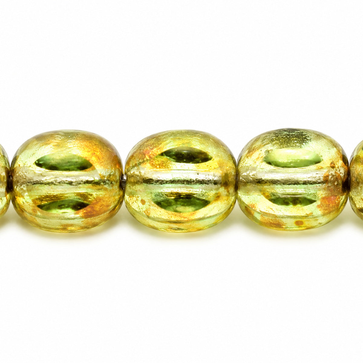 3-Cut Faceted Fire Polished Beads, Transparent Green Stain Strong (50510-86805), Glass, Czech Republic