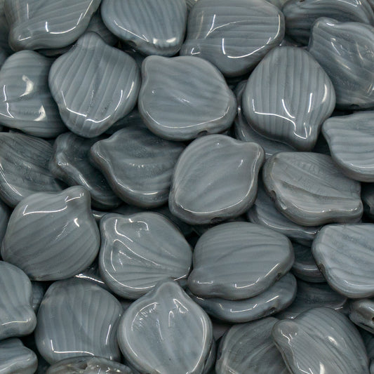 OUTLET 250g/50g Peony Petal Beads, 12 x 15 mm, Silk Gray (silk-gray), Glass, Czech Republic