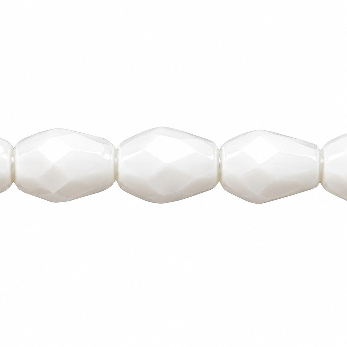 Faceted Fire Polished Beads Special Cut, Chalk White (03000), Glass, Czech Republic
