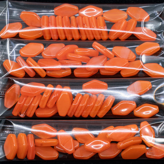 OUTLET 10 grams Flat Fhombus Beads, 14 x 9 mm, Silk Orange (silk-orange), Glass, Czech Republic
