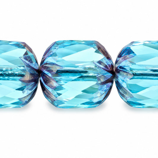 Faceted Fire Polished Beads Special Cut, Transparent Aqua Purple (60020-15726), Glass, Czech Republic