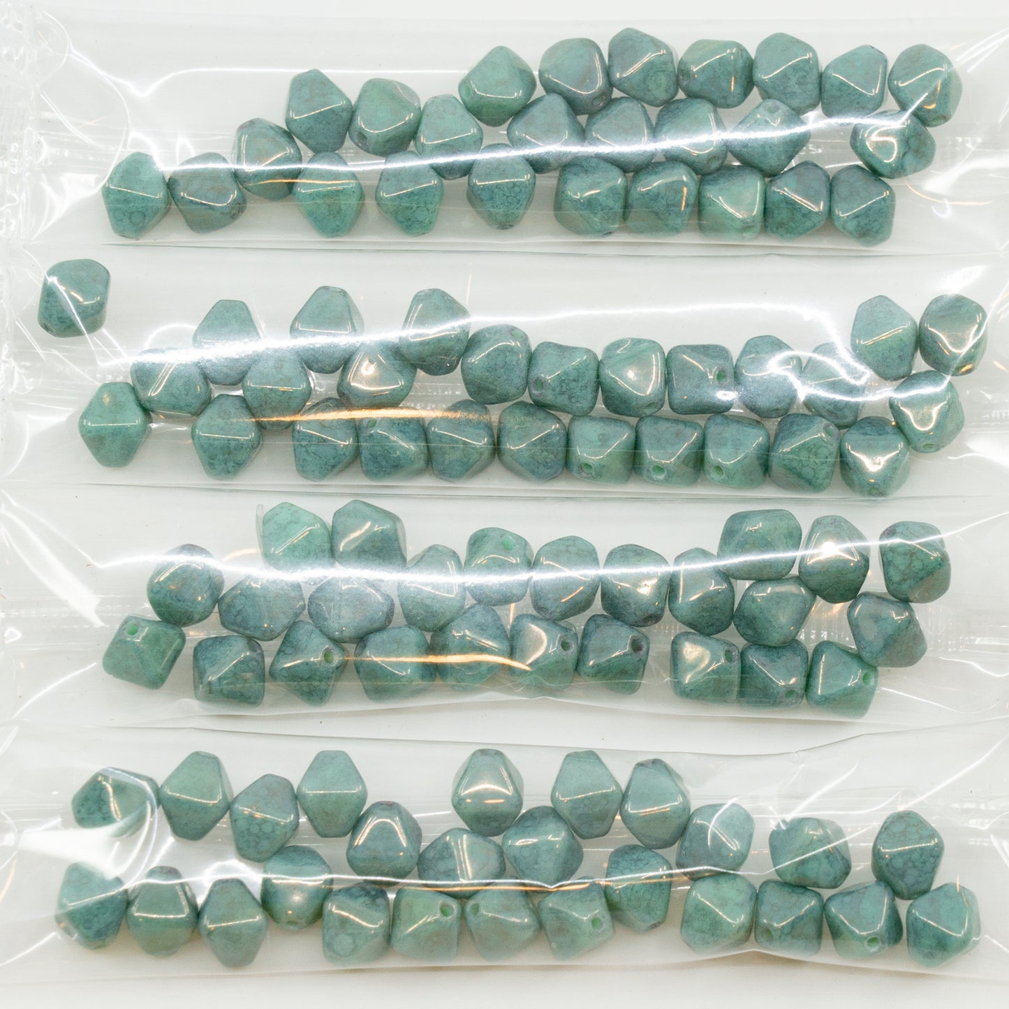 OUTLET 10克双锥形珠，8 x 7毫米，不透明绿色赤陶铜色（53110-15435），玻璃，捷克共和国