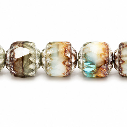 Cathedral Faceted Fire Polished Beads, X3095 Antique Silver Patina (x3095-81002), Glass, Czech Republic