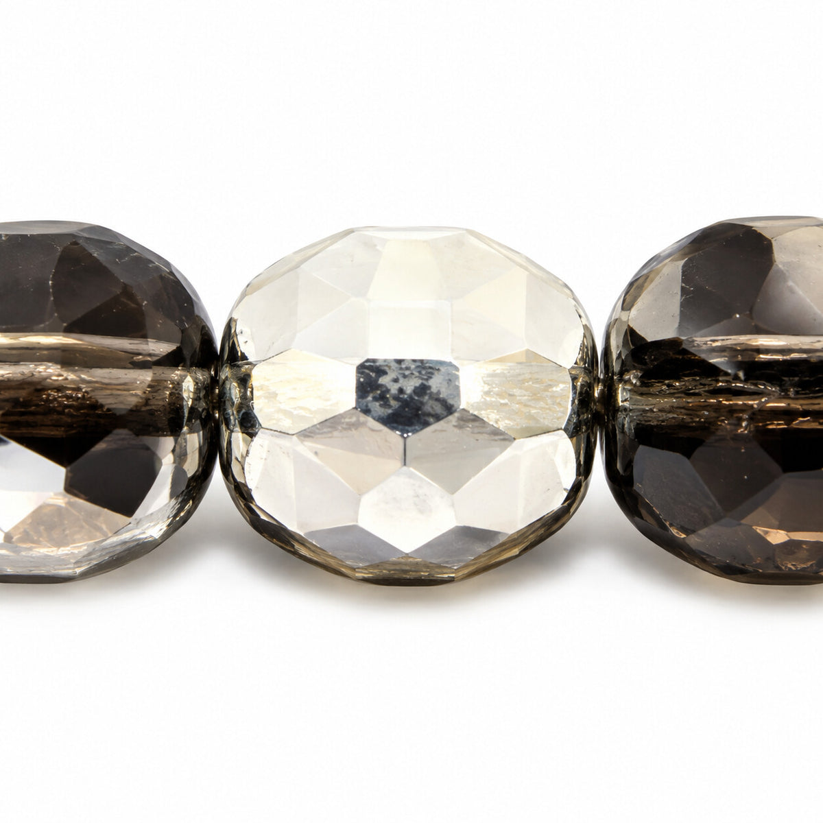 Faceted Special Cut Beads, Transparent Gray Crystal Silver Half Coating (40030-27001), Glass, Czech Republic