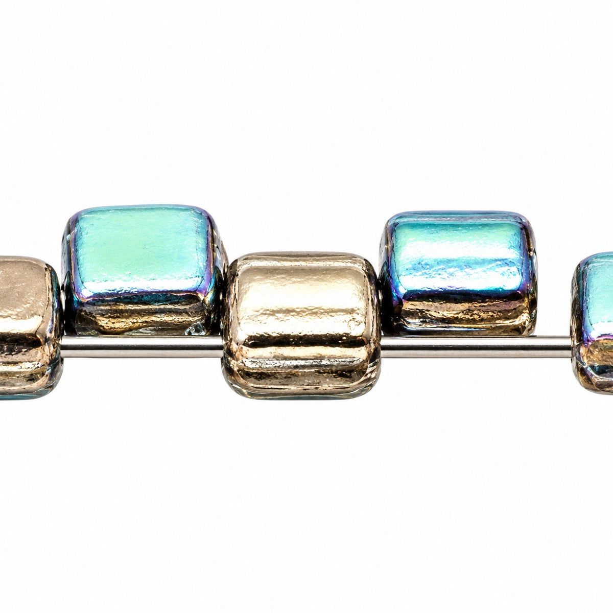 2-Hole Square Beads, Crystal 98554 (00030-98554), Glass, Czech Republic