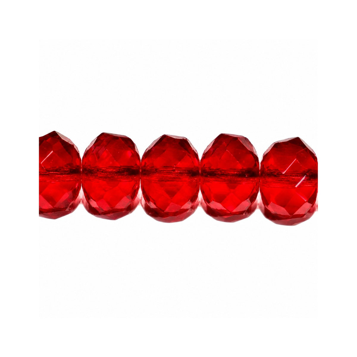 Special Cut Faceted Fire Polished Beads, Transparent Red (90100), Glass, Czech Republic