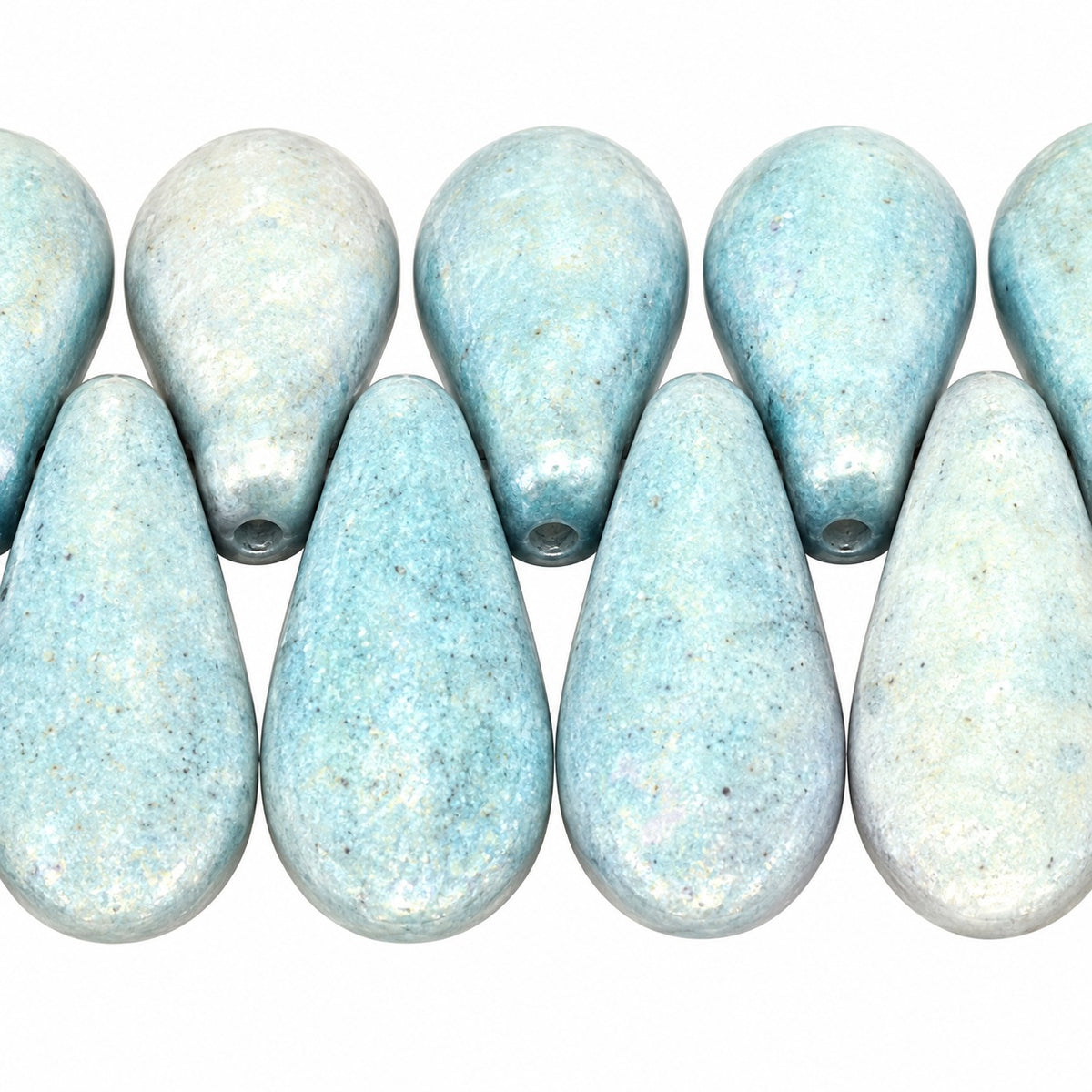 Dagger Beads, White Luster Blue Full Coated (02010-14464), Glass, Czech Republic