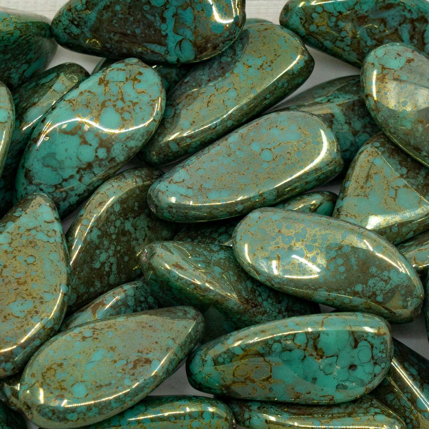 アウトレット 250g プレスビーズ、24 x 17 mm、ターコイズテラコッタバイオレット (00030-81800)、ガラス、チェコ共和国