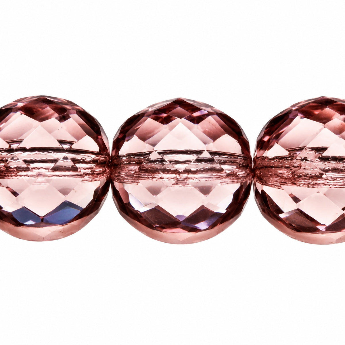 Faceted Round Fire Polished Beads, Transparent Light Amethyst (20010), Glass, Czech Republic