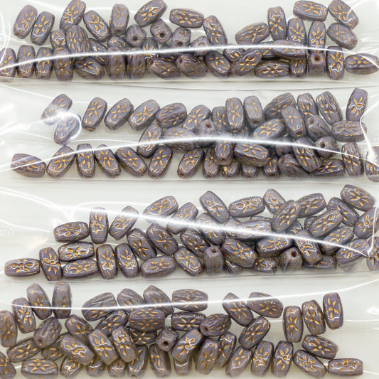 OUTLET 10 grams Pressed Beads, 7 x 3 mm, Lavender Gold Lined (26013-54302), Glass, Czech Republic