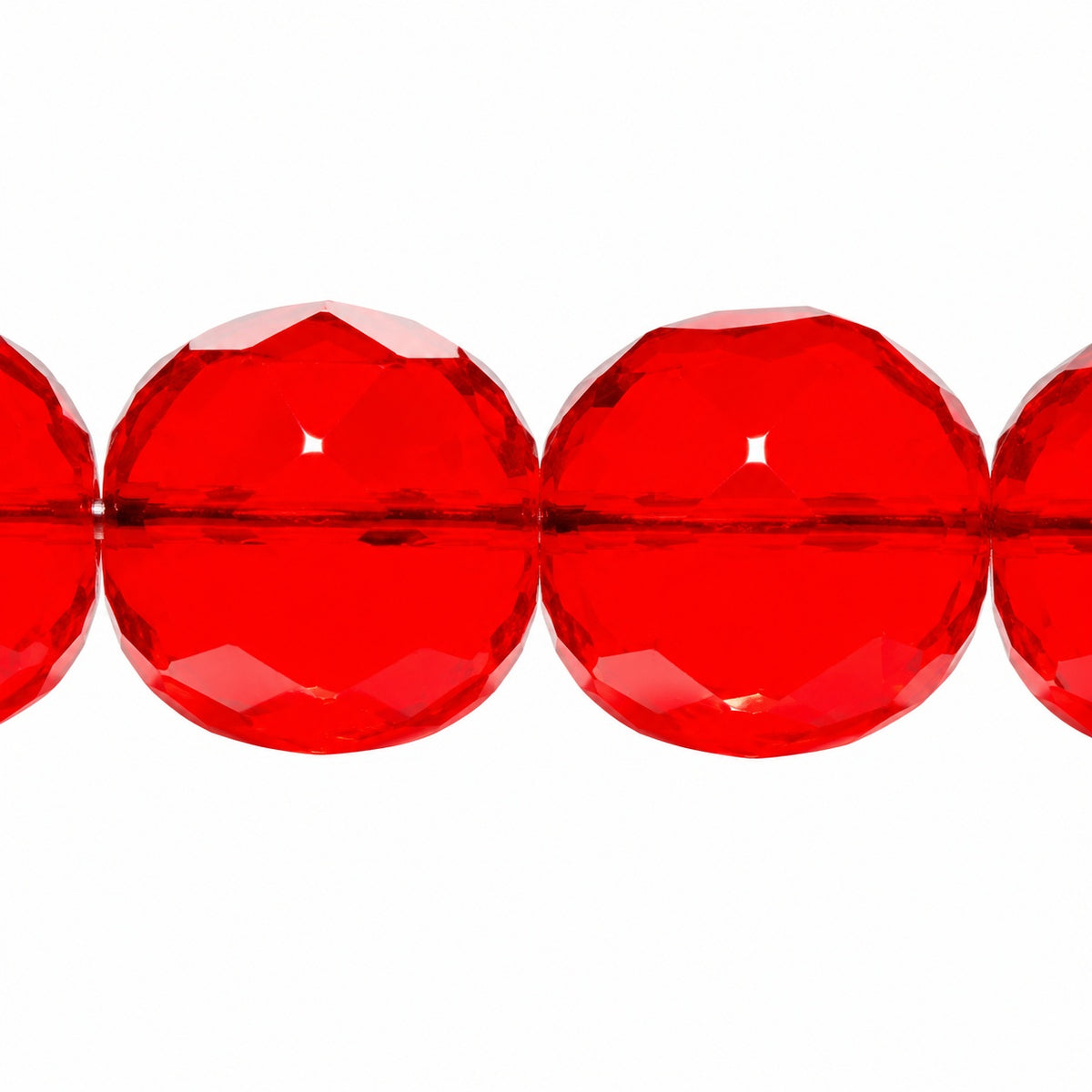 Faceted Round Fire Polished Beads, Transparent Red (90060), Glass, Czech Republic