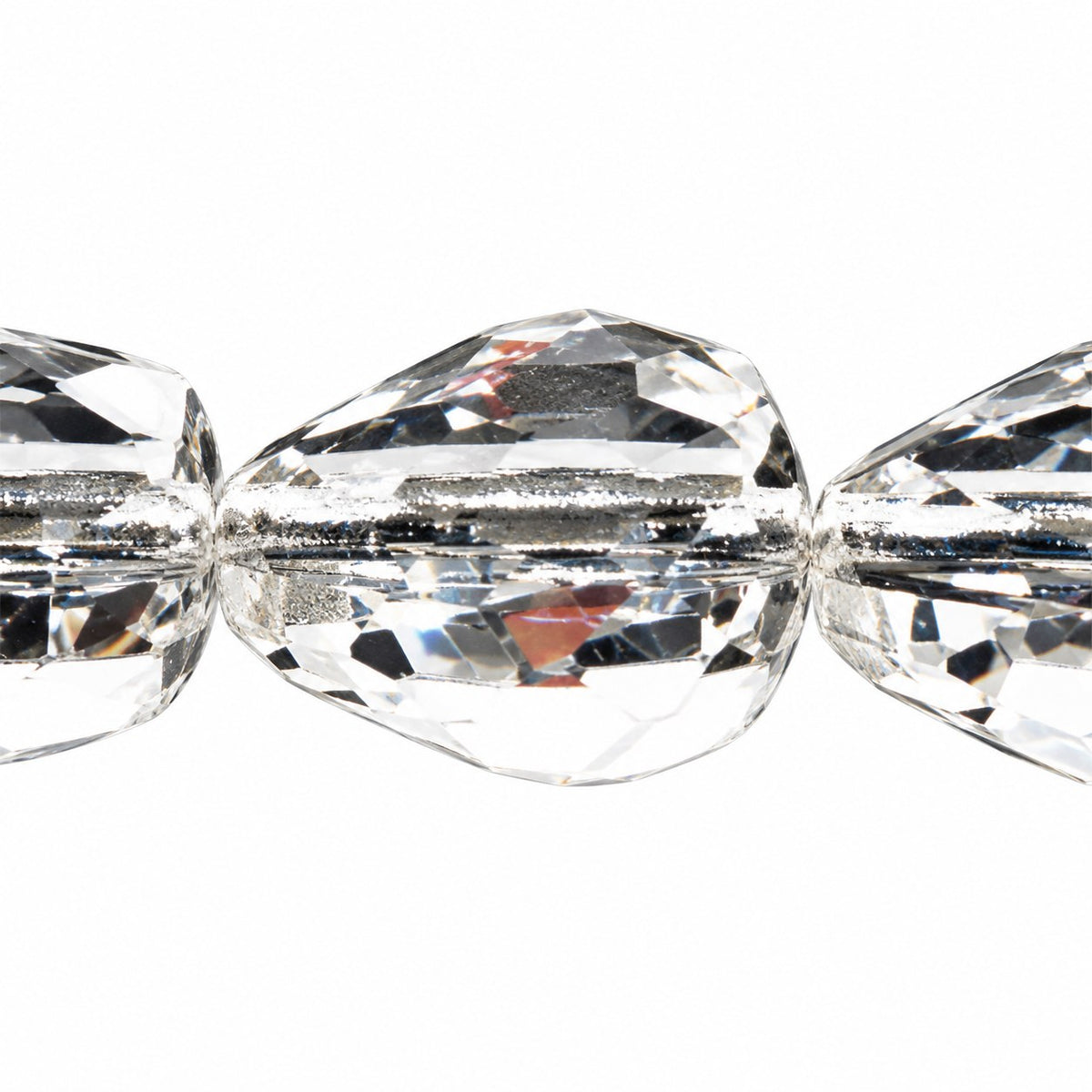 Fire Polished Faceted Teardrop Beads, Crystal (00030), Glass, Czech Republic