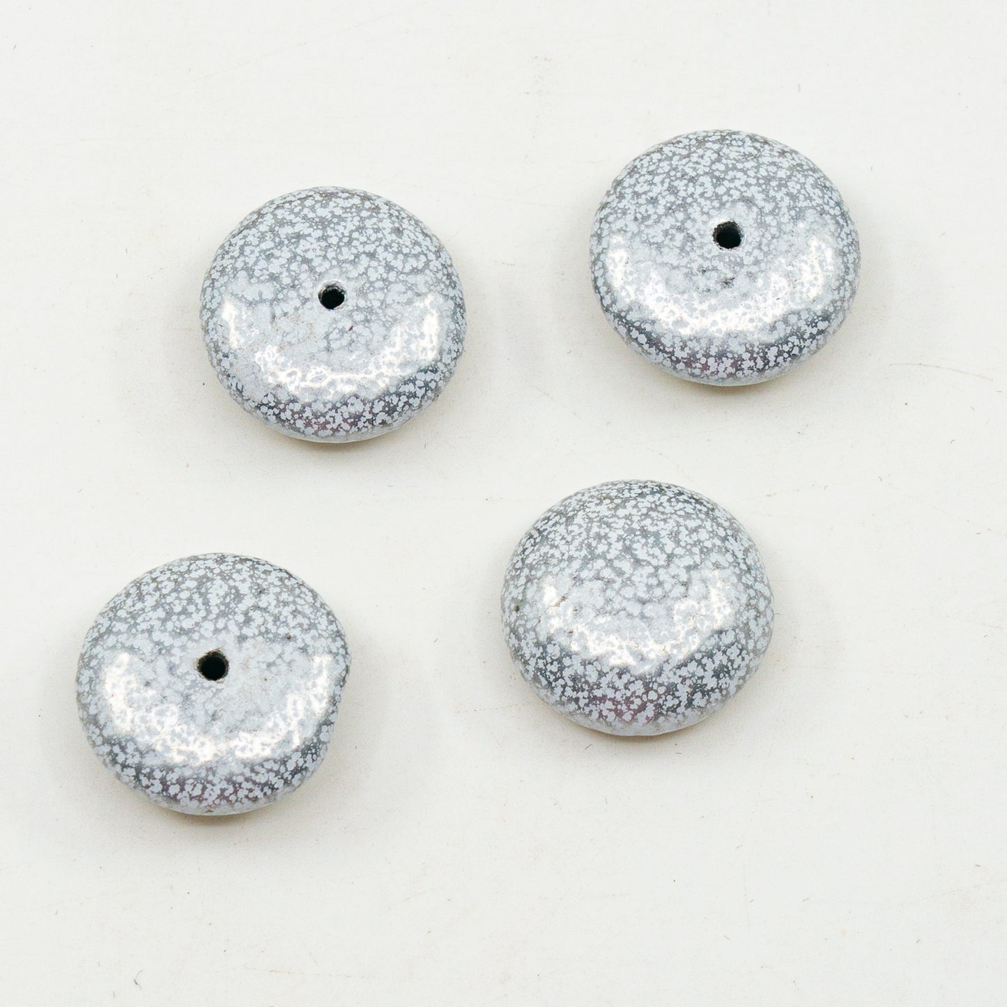 OUTLET 10 grams Pressed Cabochon (Without Hole), 25 x 15 mm, Black Light Silver (23980-light-silver), Glass, Czech Republic