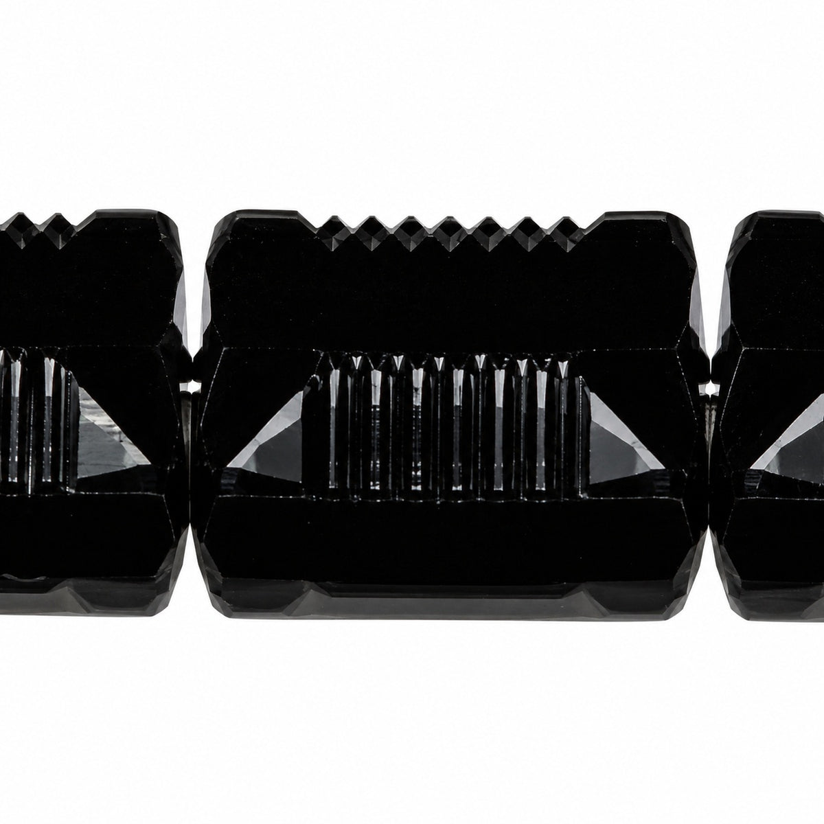 Ribbed Pillow Beads, Black (23980), Glass, Czech Republic