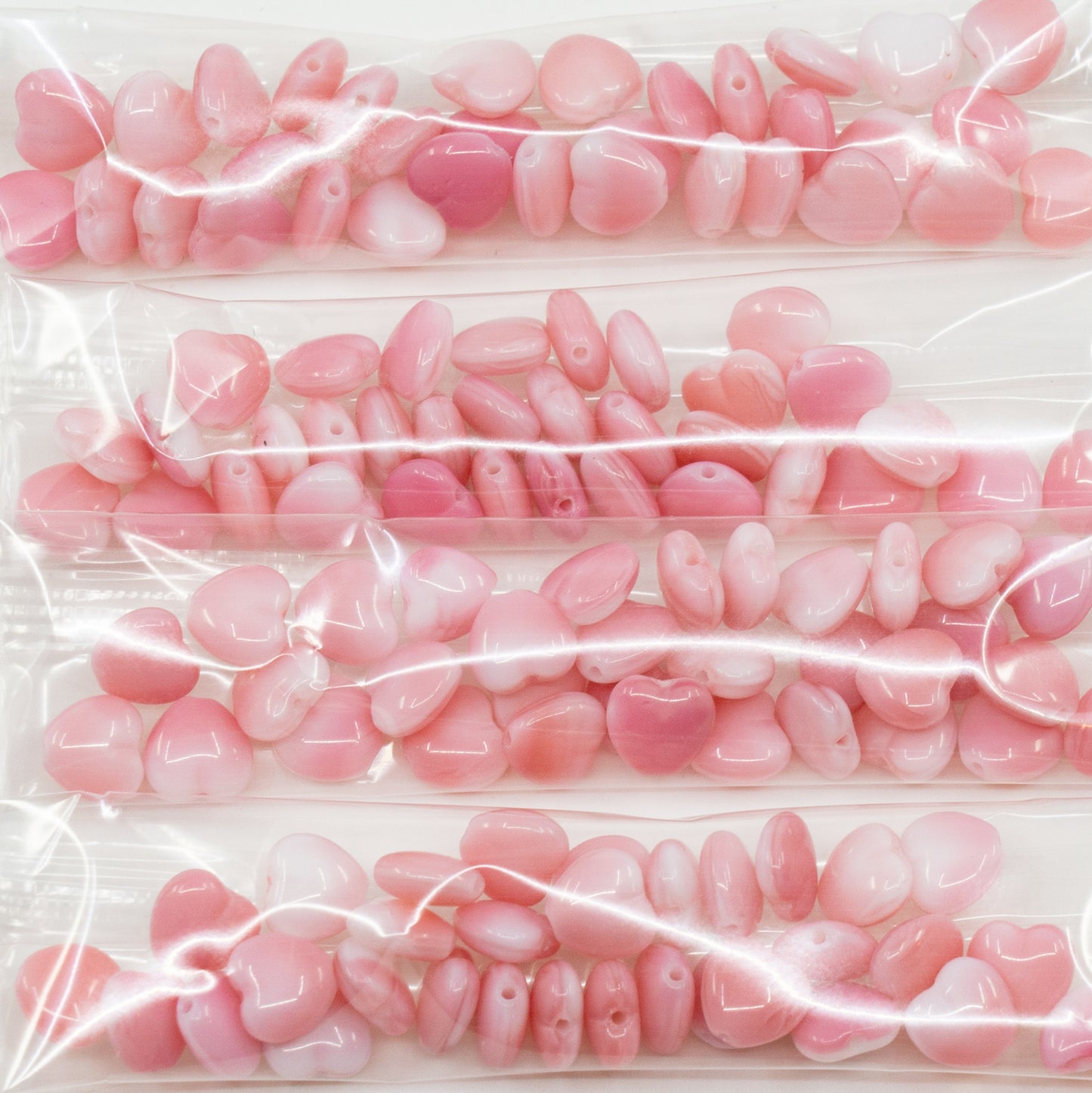 OUTLET 10 grams Heart Beads, 8 x 8 mm, Opaque Pink (73010), Glass, Czech Republic