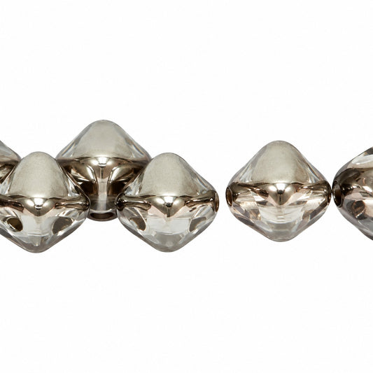 Silky 2-Hole Square Beads, Crystal Chrom (00030-27401), Glass, Czech Republic