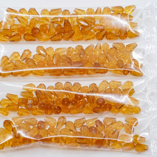 OUTLET 10 grams Pear Teardrop Beads Faceted Fire Polished, 7 x 5 mm, Transparent Orange (10050), Glass, Czech Republic