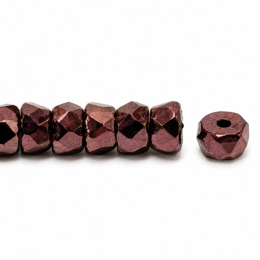 Faceted Special Cut Beads Rondelle, Black Purple (23980-15726), Glass, Czech Republic