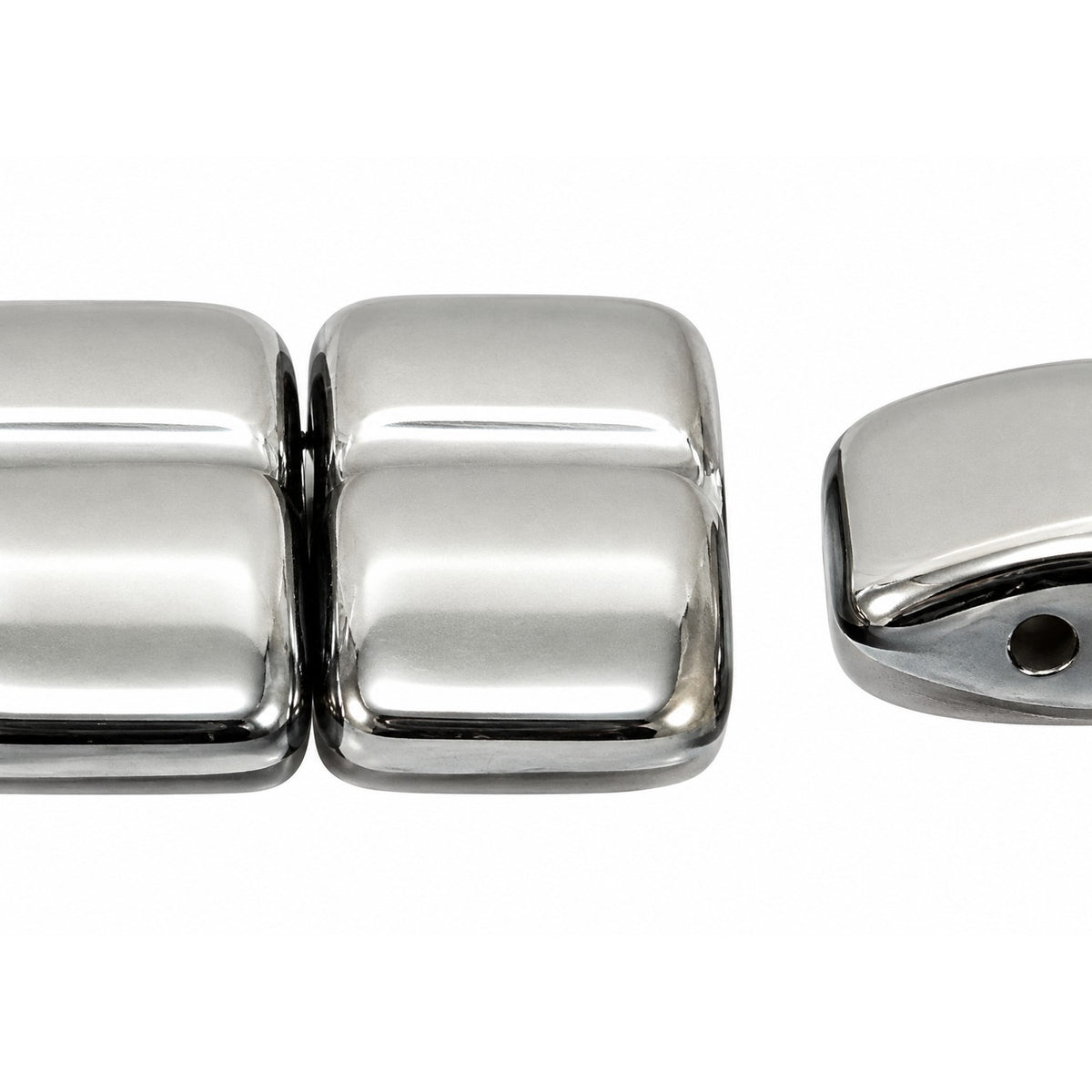 Rectangle 2-Hole Beads, Black 27400 (23980-27400), Glass, Czech Republic