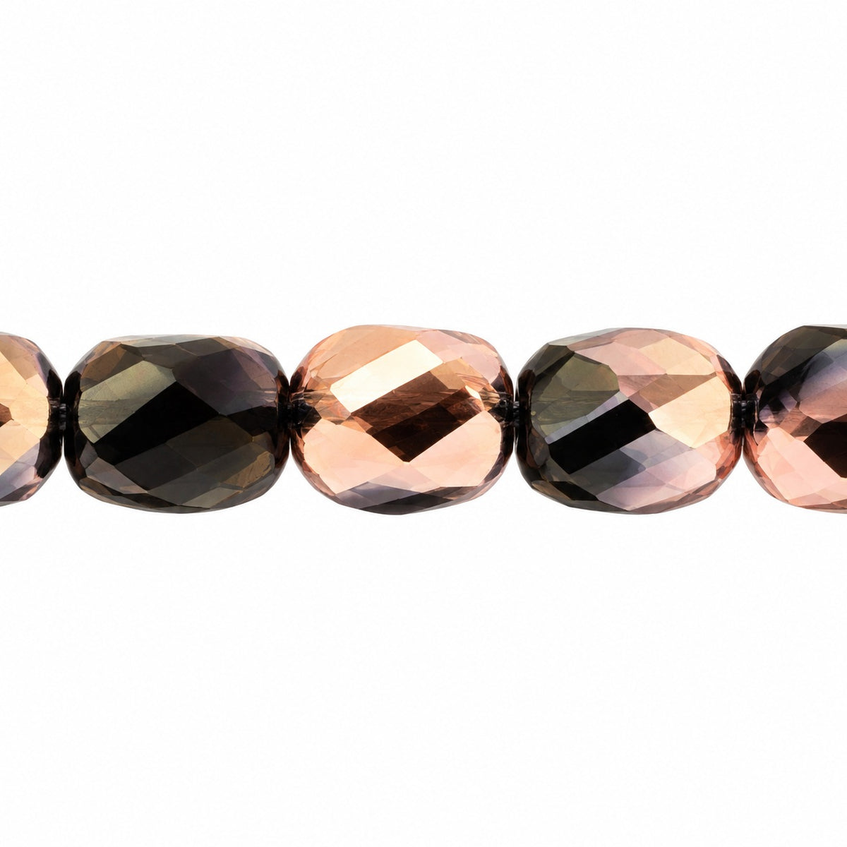 Shutter Cut Faceted Fire Polish Beads, Black Rose Gold Capri (23980-27101), Glass, Czech Republic