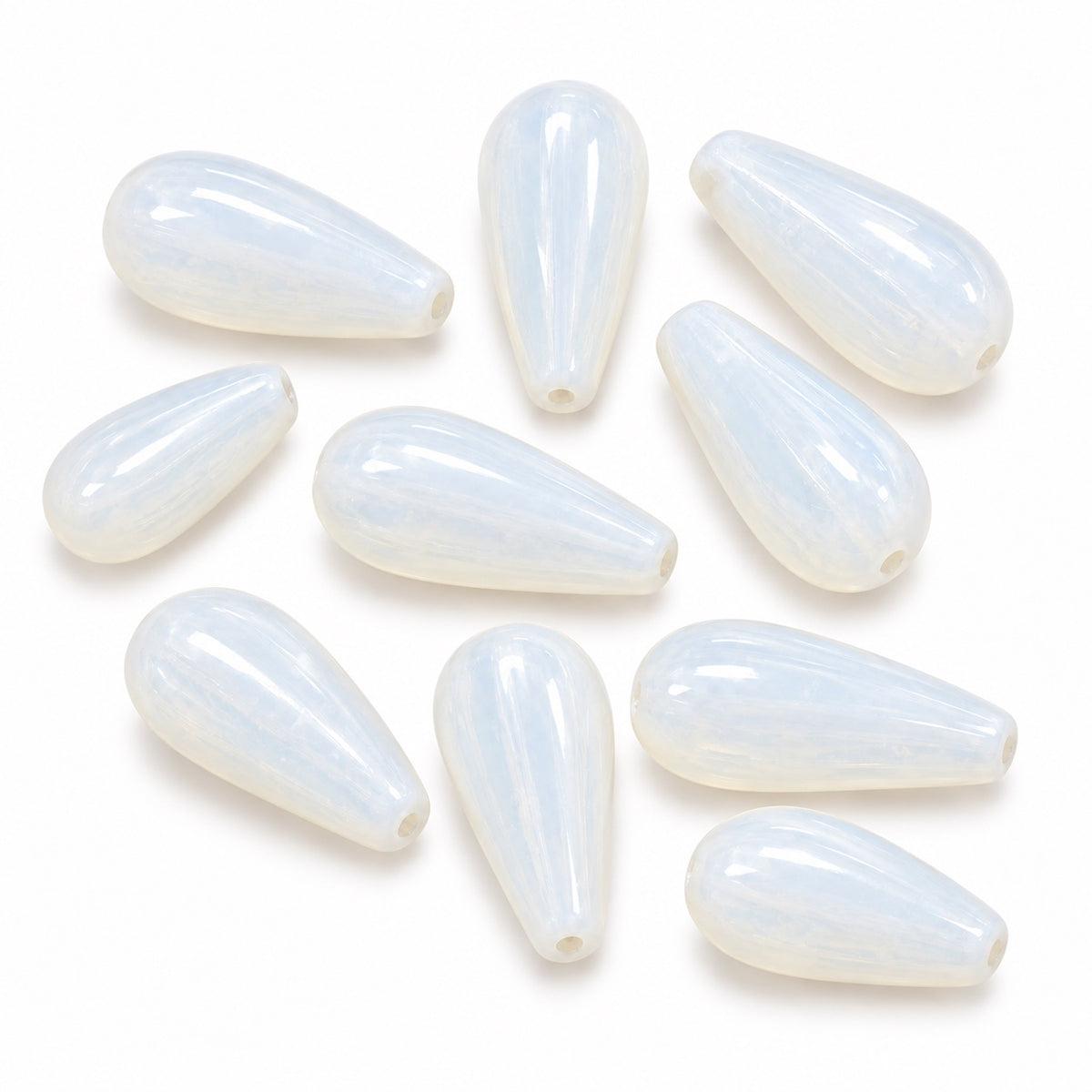 Drop Melon Beads, Opal White (01000), Glass, Czech Republic