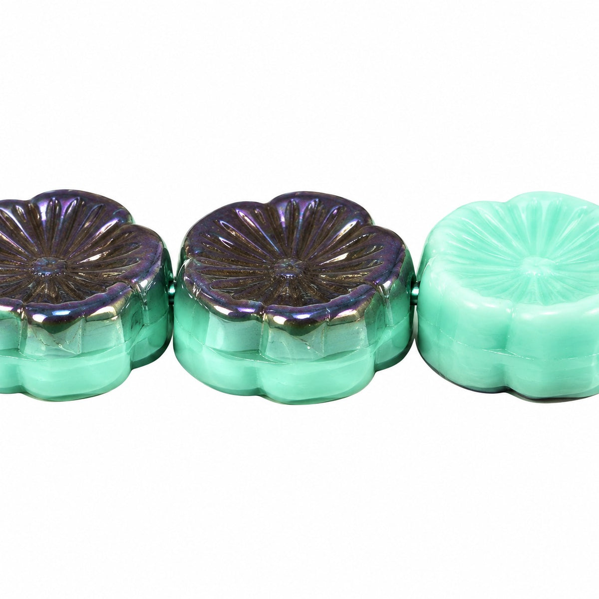Hawaii Pressed Beads, Turquise 23001 (63120-23001), Glass, Czech Republic