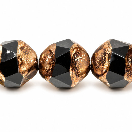 Special Cut Faceted Fire Polished Beads. Smashed, X3025 Bronze (x3025-14415), Glass, Czech Republic