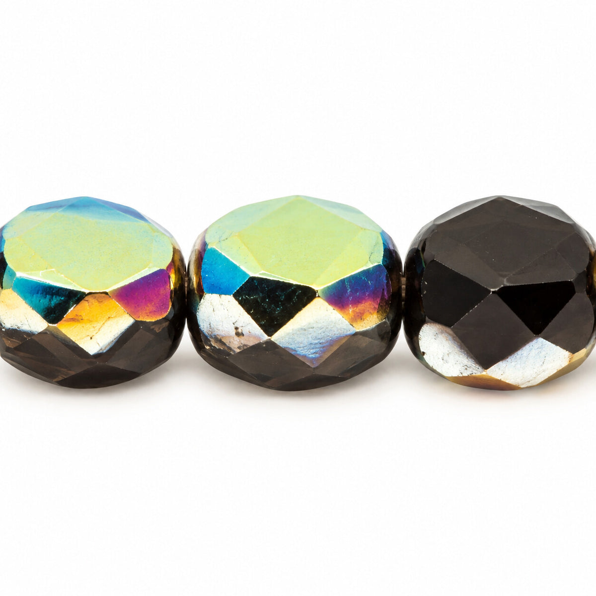 Faceted Special Cut Beads, Black Crystal Vitrail Medium Coating (23980-28101), Glass, Czech Republic