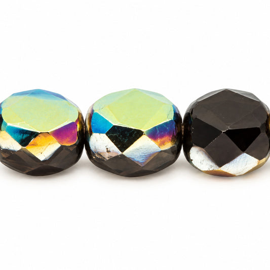 Faceted Special Cut Beads, Black Crystal Vitrail Medium Coating (23980-28101), Glass, Czech Republic